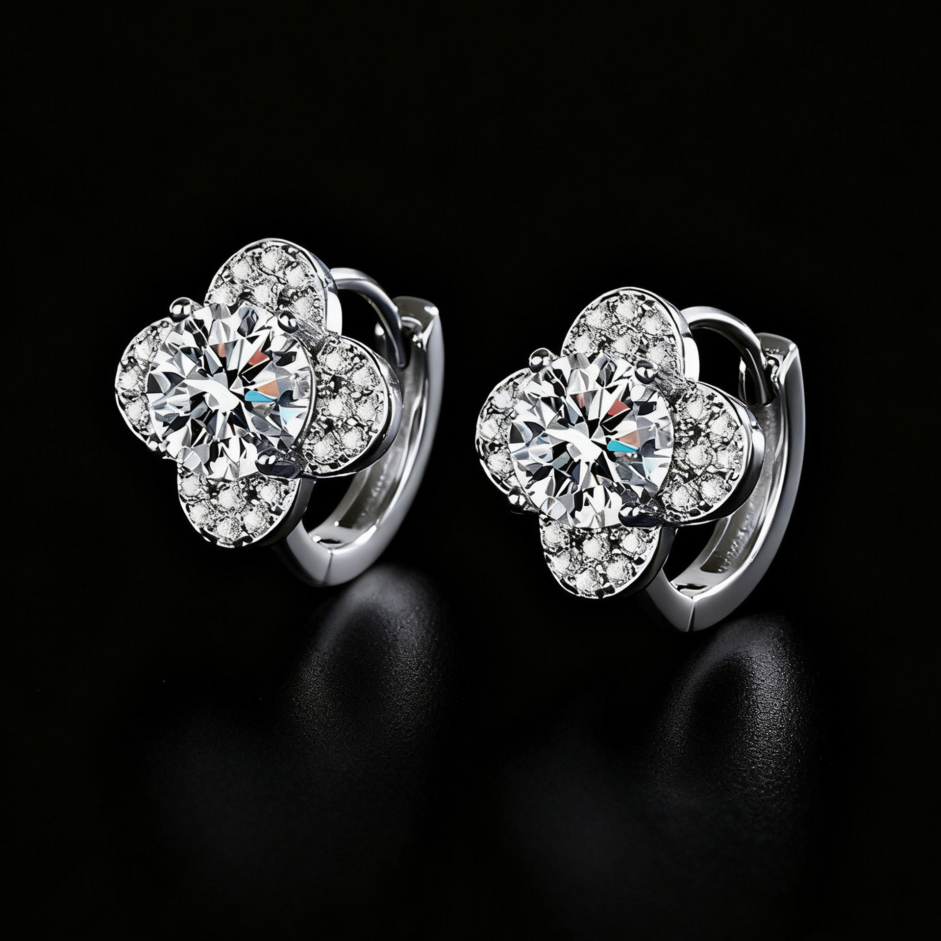 E64 four-leaf clover earrings [1 carat]