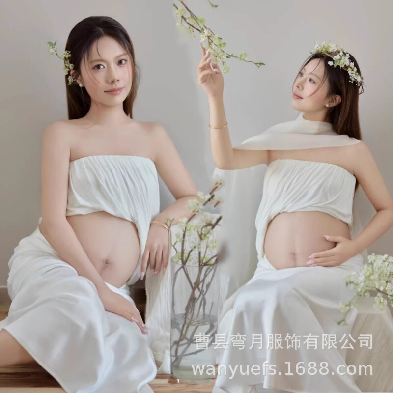Studio French Style Pregnant Women's Photo Atmosphere, Fresh Pregnant Mommy's Belly Photo, Pure Lust Style Photography Photo Clothing