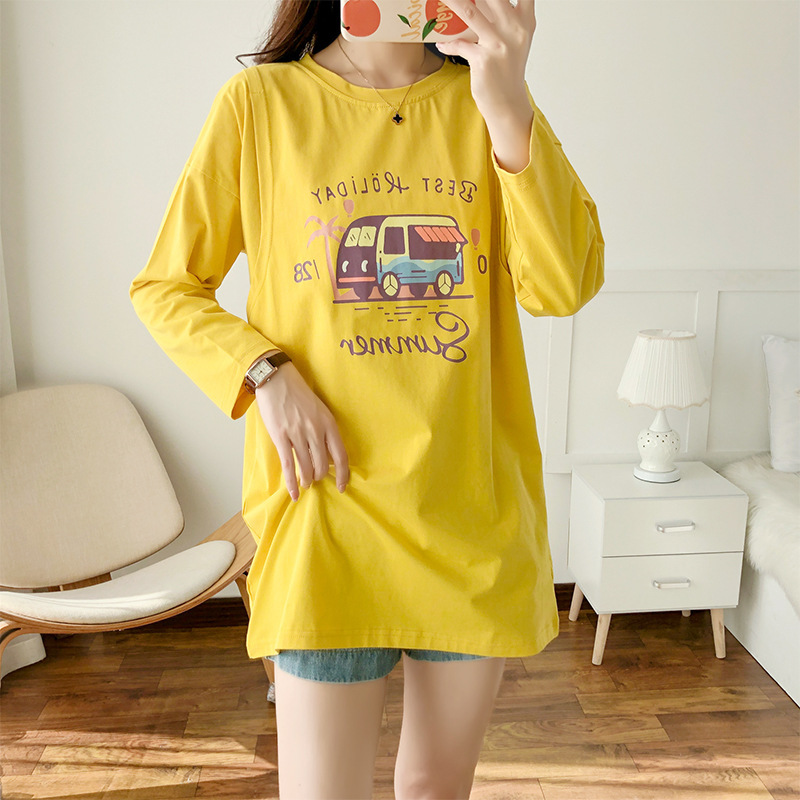 Autumn long postpartum T-shirt for pregnant for breastfeeding