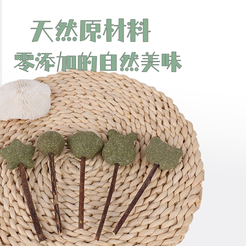 Fábrica en stock nuevo tipo de goma de menta para gatos limpiadores de dientes molares de madera de polilla de madera plumas de menta para gatos suministros de auto-hi