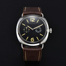 沛纳V7刺青系列全自动机械精钢带日历牛皮表带男士休闲腕表