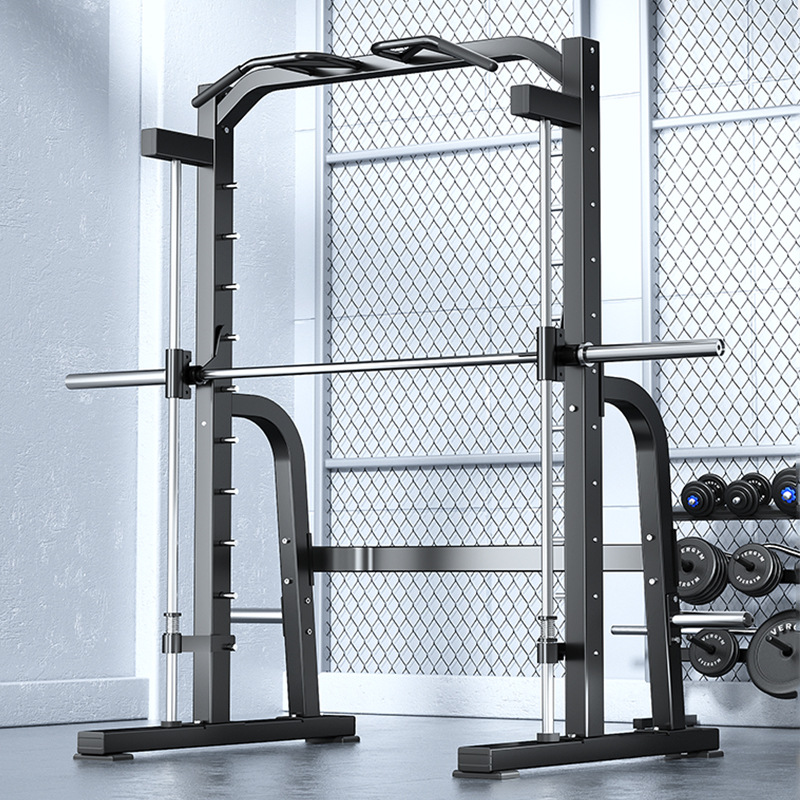 Máquina de Smith tipo medio marco de cuclillas domésticas barraca de empuje horizontal profesional multifunción puesta hacia arriba pórtico