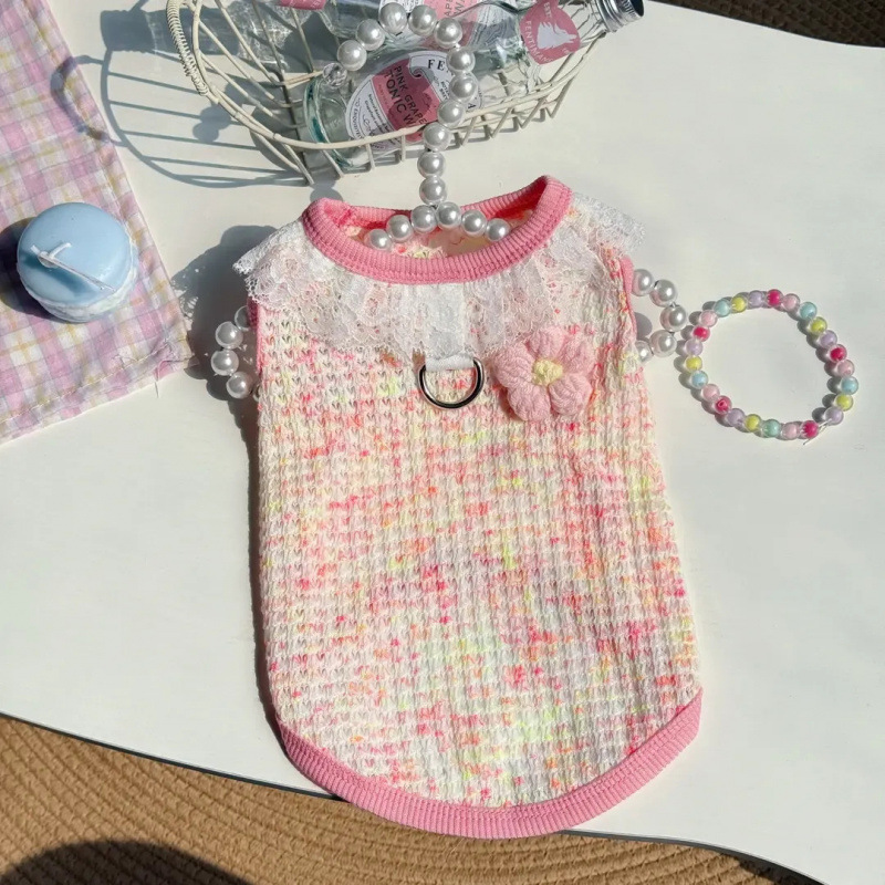 Nueva primavera y verano estilo hada perro gato mascota ropa Teddy Bichon exquisito chaleco cómodo y agradable para la piel y tracción