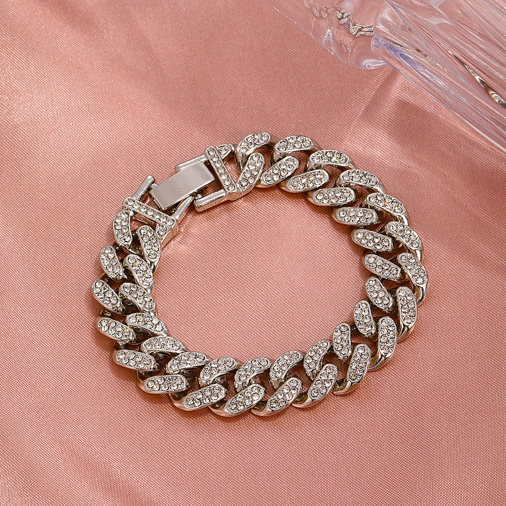 41g Weight Zircon Inlay Material Bracelets Classification Anniversary, Business, Travel Occasion Alloy Material Geometric Pattern Unisex Gender Diamond Design Fashion Style White, Gold Color Fashion Geometric Zircon Alloy Chain & Link Bracelets Wholesale 7