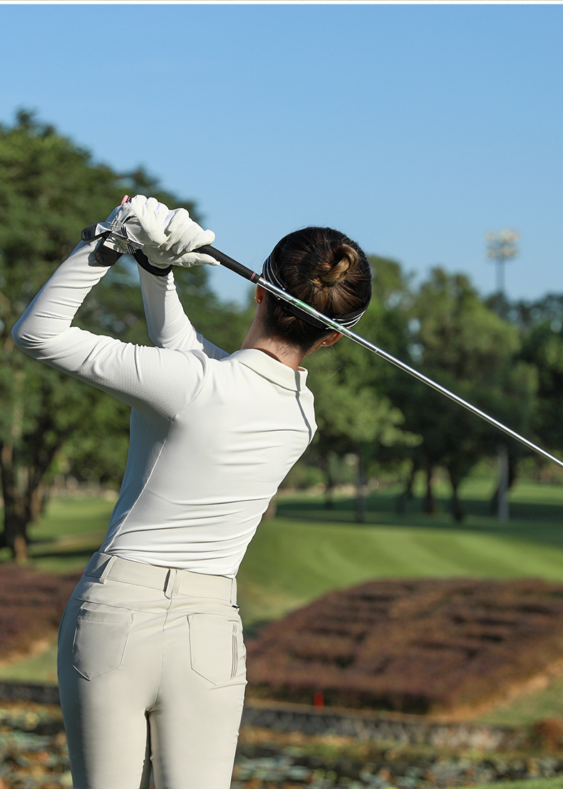Áo polo nữ dài tay chơi golf co giãn cao họa tiết tương phản — Áo sơ mi POLO màu xanh nước biển [họa tiết Walvag/màu tương phản/độ đàn hồi cao] YF740, Áo sơ mi POLO màu trắng [họa tiết Wallace/tương phản màu/đàn hồi cao] YF740, Áo sơ mi POLO màu cam [họa tiết Walvgue/tương phản/đàn hồi cao] YF740 chi tiết 5