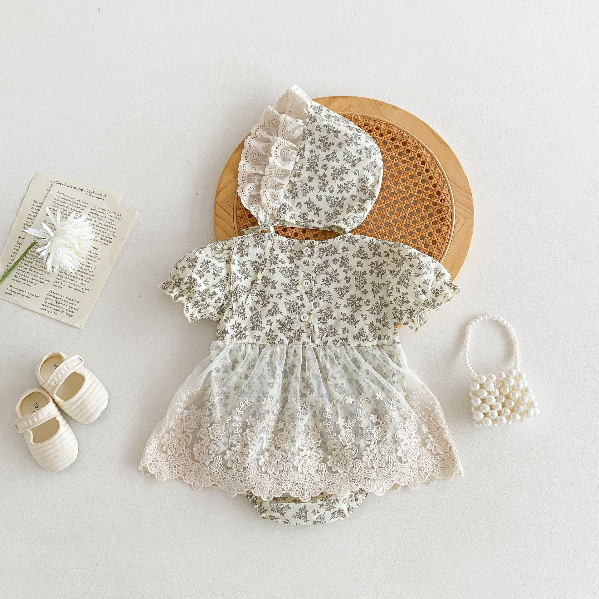 132g Weight Romper Children's Clothing Type Cotton, Lace Fabric Type Bodysuits Tops Type Baby(0-2Years) Age Group Regular Fit Fit Type Bag, Flower Pattern Summer Season Women's, Baby Girl'S Gender Elegant Style Elegant Bag Flower Cotton Lace Baby Rompers 1