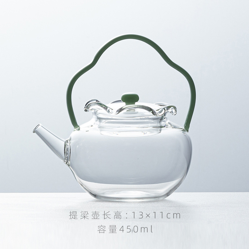 高ホウ素シリコン耐熱加熱温茶ベースの梁煮ティーポット家庭用ガラスポット瑠璃|undefined