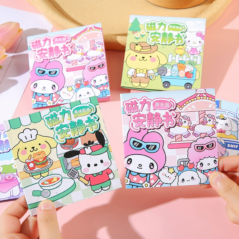 Sanrio Магнитная тихая книга стерео наклейка для девочек игрушка водонепроницаемая без резки DIY мультфильм одеваются подарки