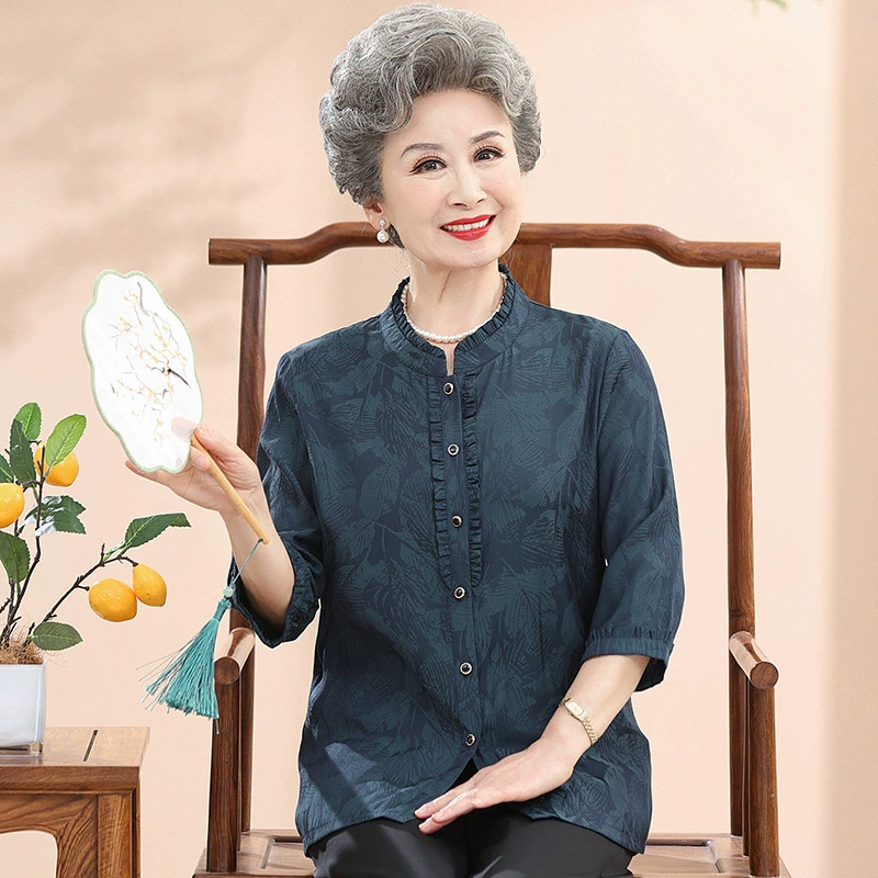 Пожилые люди летняя женская рубашка бабушка рубашка 70-летняя старушка 80 пожилая одежда