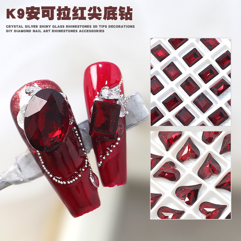 Ancora Red k9 Nail Drill Flash Oval Long Square Crooked Heart Nail Pile Drill Accessories Wear Armor Decorative Pointed Drill Ancora Red k9 Nail Drill Flash Oval Long Square Crooked Heart Nail Pile Drill Accessories Wear Armor Decorative Pointed Drill