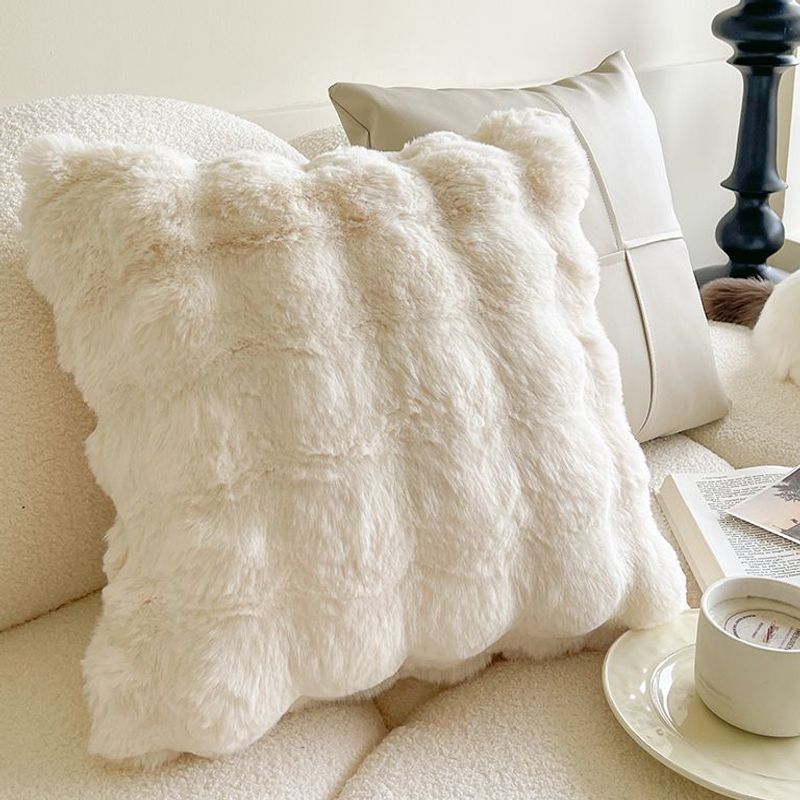 Cream-Style Sofa Pillow Cover Ins-Style Living Room Decorative Cushion High-Value Plush Cushion Homestay Backrest with Core