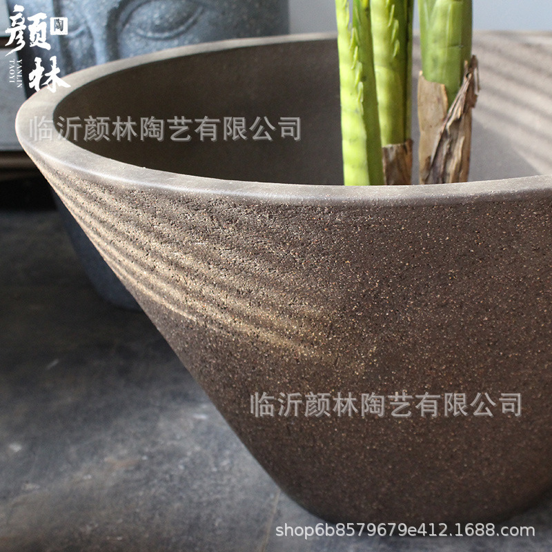 Flores de cuerno de boca gran maceta de cerámica gruesa combinación de paisaje gran diámetro mosaico gran maceta de paisaje gran maceta