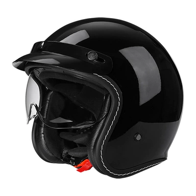 Rhr Retro Motorcycle Helmet: Motosiklet kaskı (dəbilqə) - glossy-black-m-57-58cm