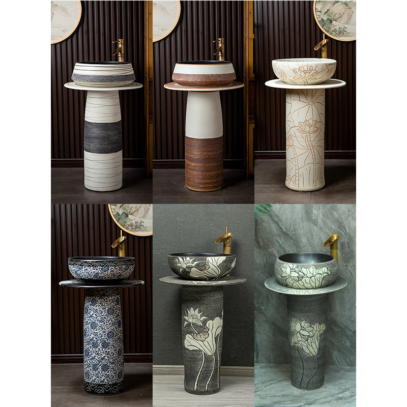 Wholesale Mini Small Apartment Column Basin Floor Ceramic Washbasin Hotel Bathroom Sanitary Ware Art Washbasin Mirror Wholesale Mini Small Apartment Column Basin Floor Ceramic Washbasin Hotel Bathroom Sanitary Ware Art Washbasin Mirror