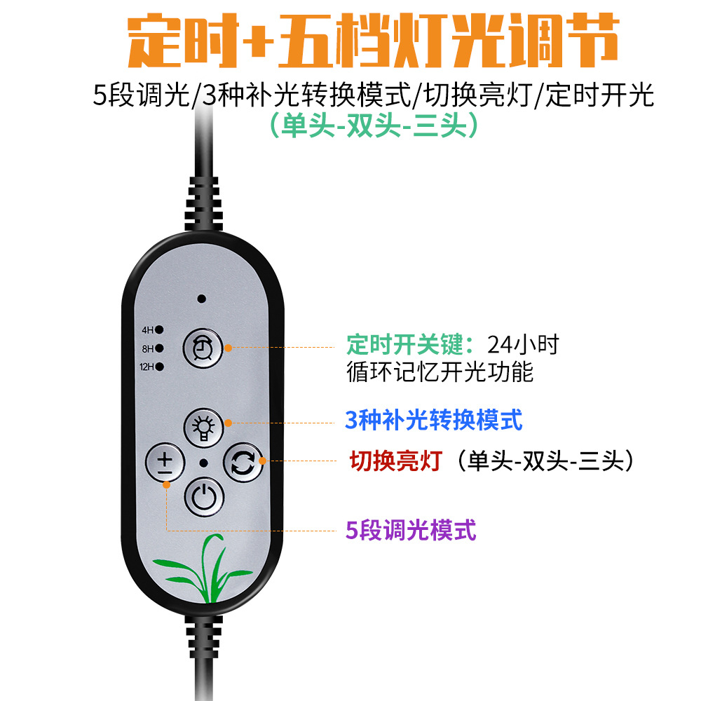 谦润照明LED夹子植物灯5730红蓝光谱补光灯USB遥控多功能种植灯