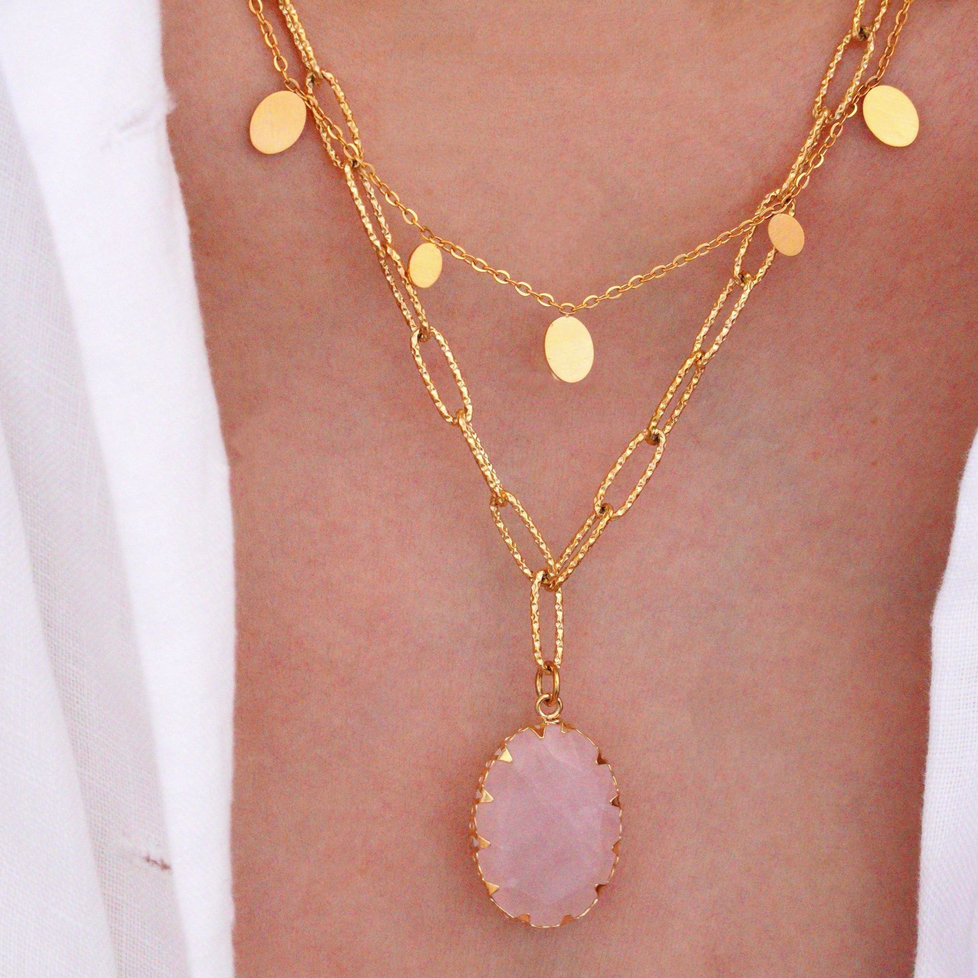 Vintage Style Simple Style Natural Stone Titanium Steel Geometric Women's Jewelry Set display picture 4