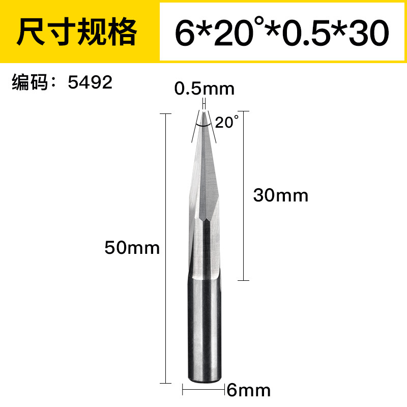Huhao 3.175/4/6mm doble hoja recta ranura afilado Cuchillo CNC cónico cuchillo grabado máquina herramienta cuchillo de alivio profundo