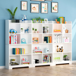 Simple bookshelf multi-layer floor storage rack living room wall locker children's home simple bookcase storage cabinet