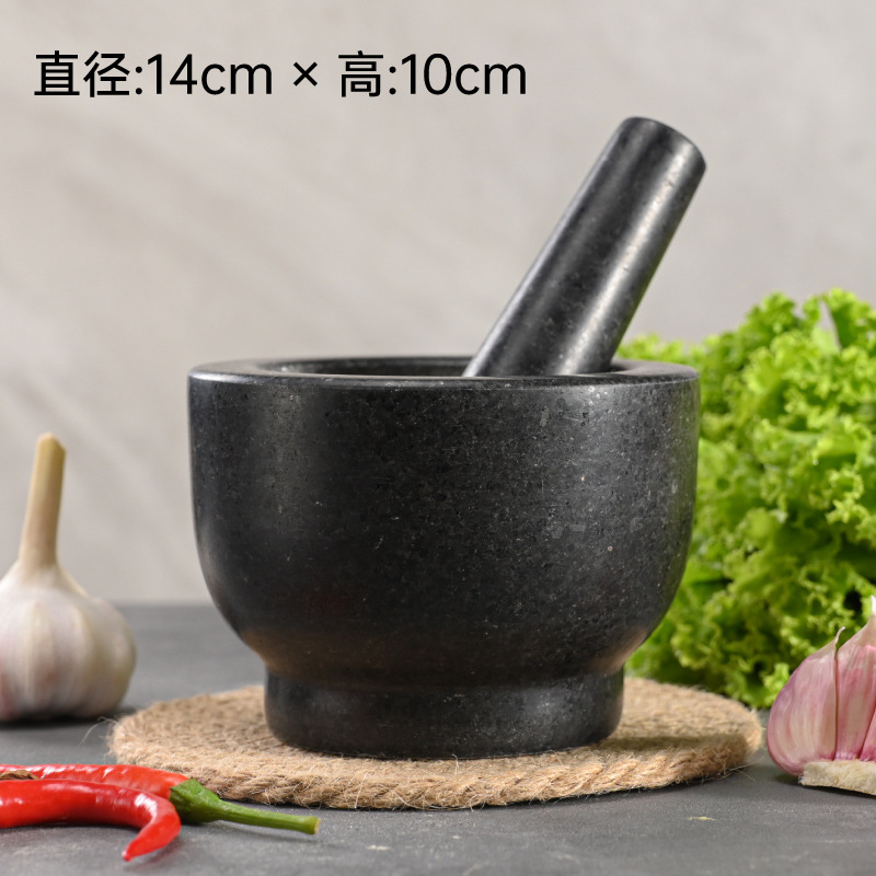 Triturador de ajo grande de piedra negra con tapa