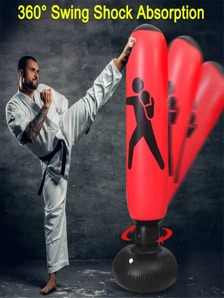 PVC inflatable children's wobble toy, standing stress-relief sandbag, indoor boxing training equipment, stress-reducing toy