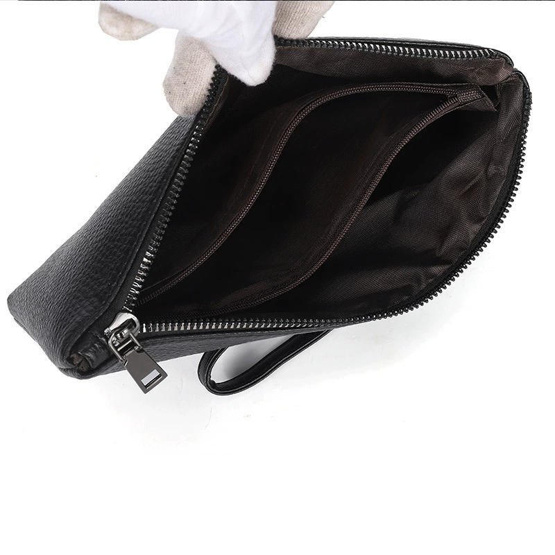 Capacious small clutch bag, genuine leather, business version, wholesale