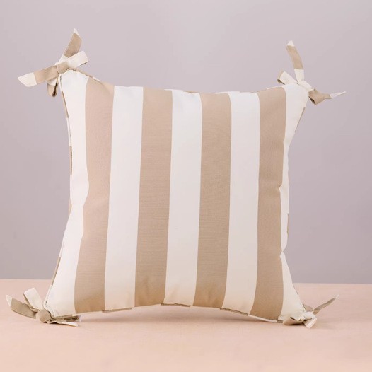 Caqui White Striped Bow Pillow Waterproof