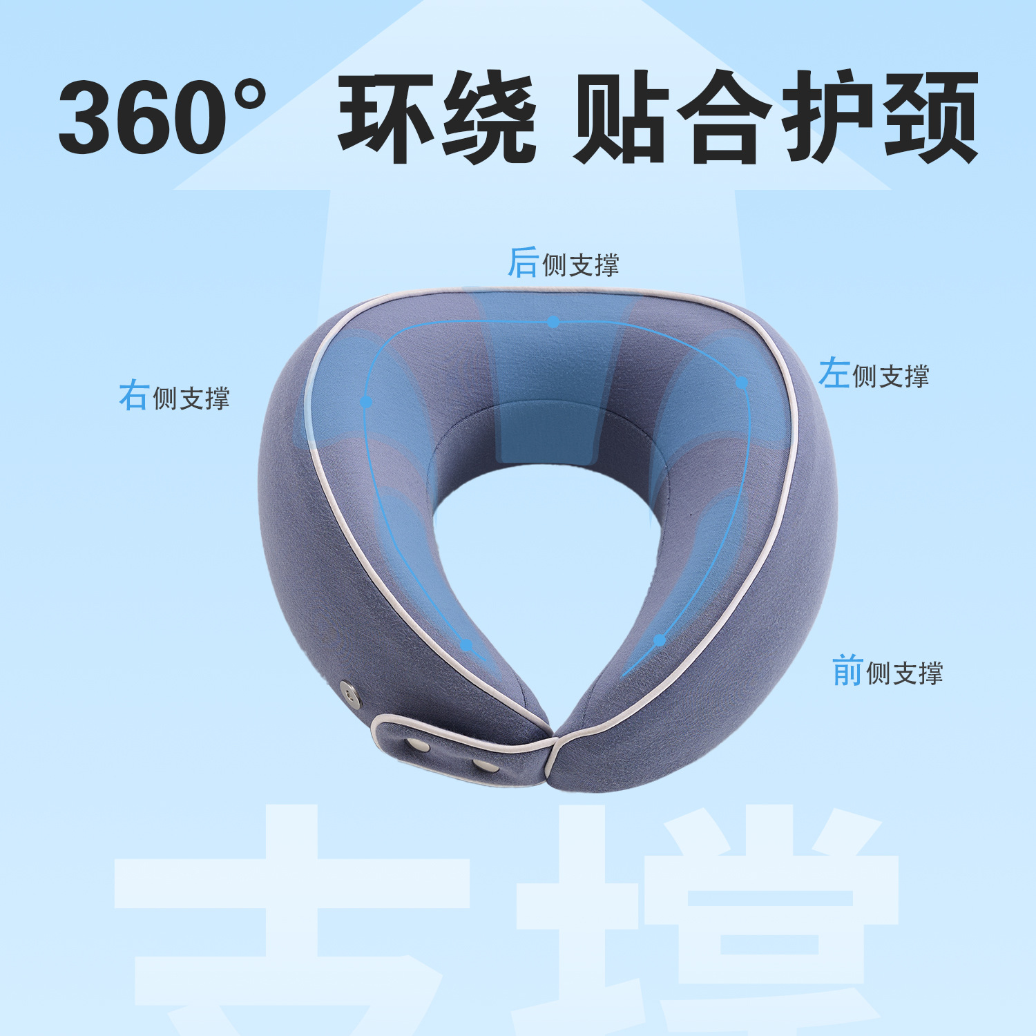 Almohada en forma de U de algodón con memoria de viaje transfronterizo, almohada de viaje para avión, almohada para el cuello, almohada en forma de U de rebote lento
