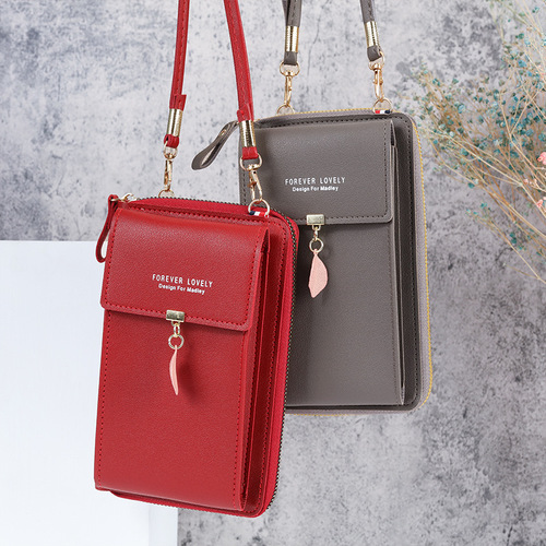  New Wholesale Large Capacity Multifunctional Fashion Simple Leaf Shoulder Small Bag Crossbody Mobile Phone Bag Women