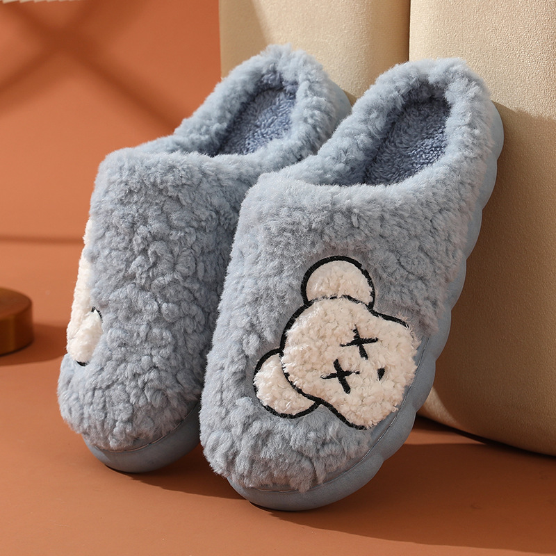 Special Offer Men's Cotton Slippers for Autumn and Winter, Warm Indoor Thick-Soled Non-Slip Comfortable Foot-Warming Fleece-Lined Winter Slippers for Men
