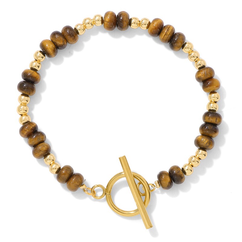 Autumn and Winter Fashion Stone Wheel Bead Bracelet for Women, Simple and High-End Stainless Steel Ot Clasp, Gift for Girlfriend or Mom's Birthday
