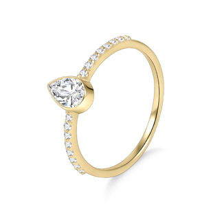 Cross-border Hot Selling 2025 Fashion New Water Drop Diamond Ring Women's Simple Retro Fashionable Bag Set with Cultivated Diamond Ring