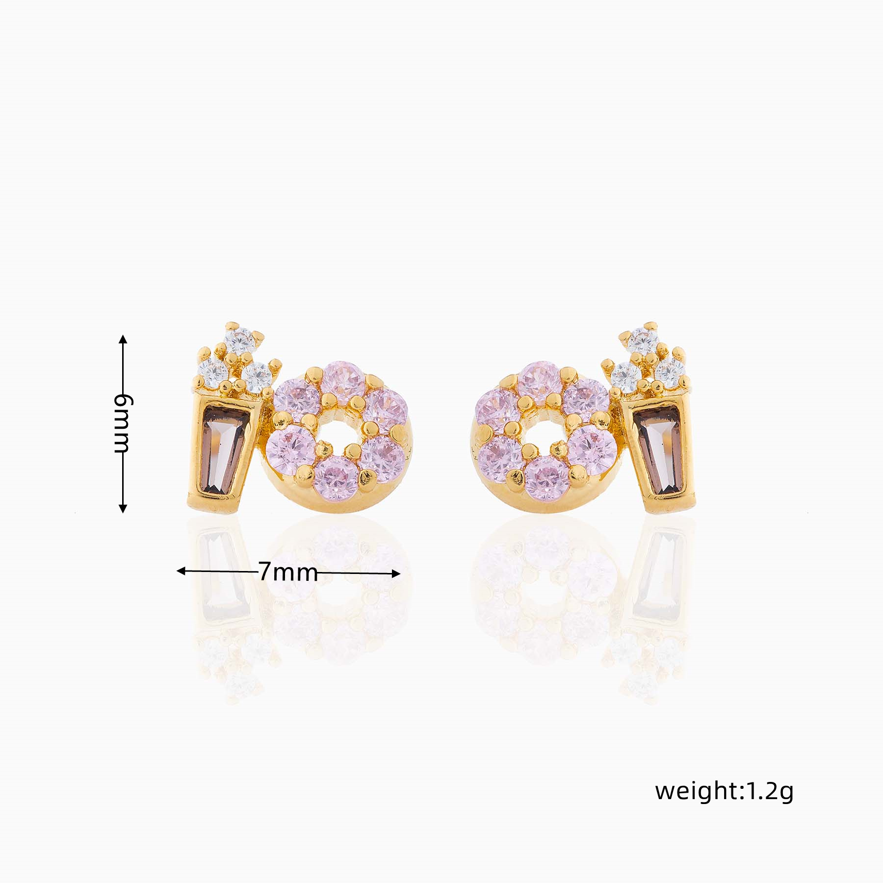Fashion Geometric Coke Hamburger Brass Inlaid Zircon Ear Studs 1 Pair