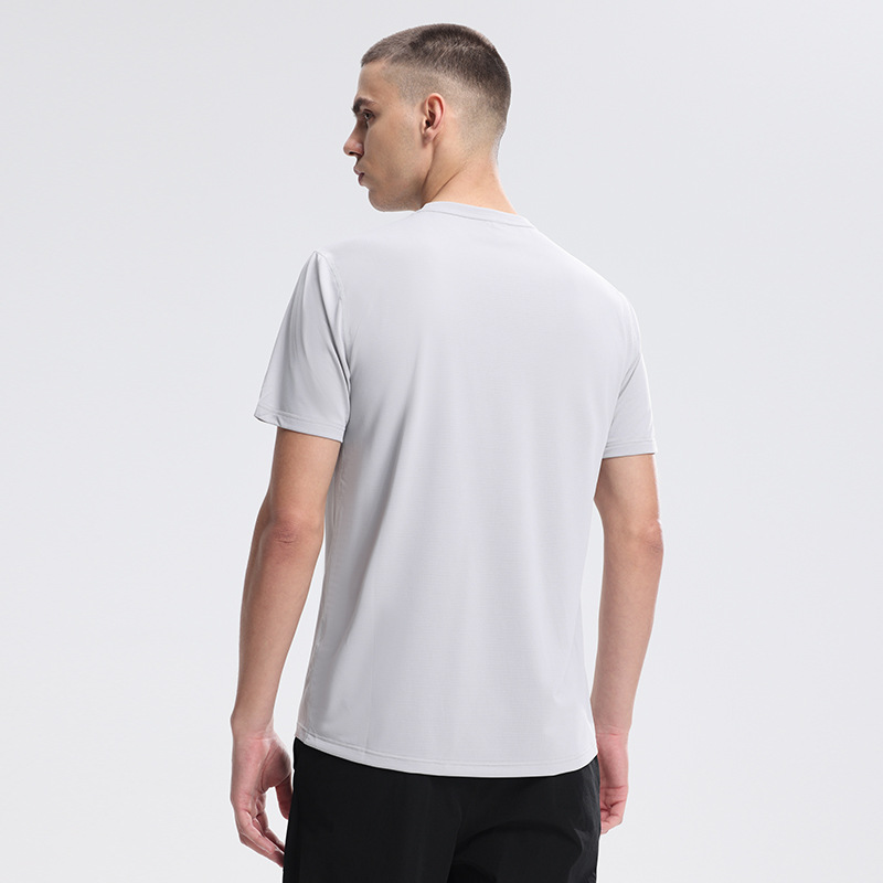 lulu el mismo cuello redondo hombre camiseta de entrenamiento al aire libre de manga corta correr camiseta de entrenamiento de acondicionamiento físico chaqueta de secado rápido hielo absorbente