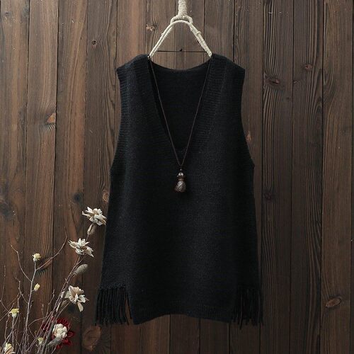 Women's Spring V-Neck Vest, Winter Short Student Knitted Sweater, Korean-Style All-Match Waistcoat