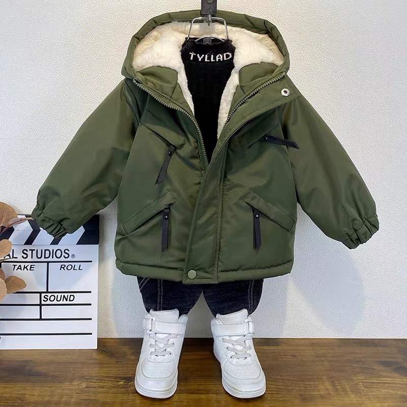 童装男童秋冬加绒棉衣2025新款儿童加厚派克服帅宝宝冬季外套上衣