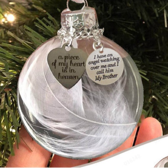 Zibi bola decorativa conmemorativa un pedazo de mi corazón está en el cielo pluma amor bola colgante