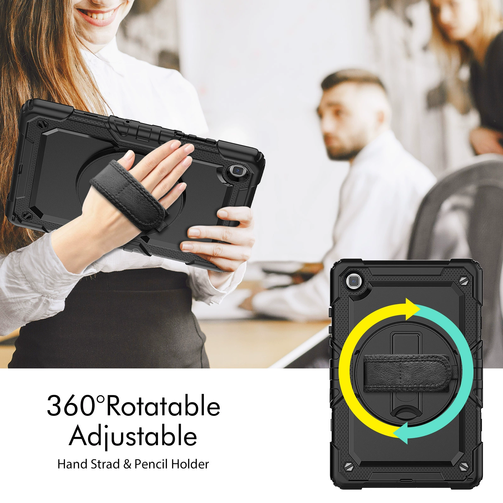 Совместимо с Samsung TAB A7 Lite 8,7-дюймовый защитный чехол T220 strap hip-to-fall силикон+PC корпус планшета