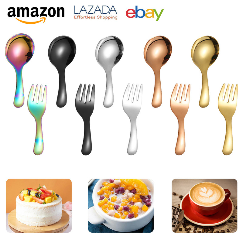 304 stainless steel shell spoon ice cream spoon dessert round spoon golden children spoon Fork household mini tea spoon 304 stainless steel shell spoon ice cream spoon dessert round spoon golden children spoon Fork household mini tea spoon