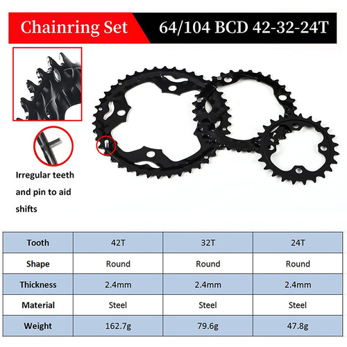 BUCKLOS mountain bike chainring 64/104BCD three-disc 44/32/22T multi-disc 9-speed 10-speed chainring
