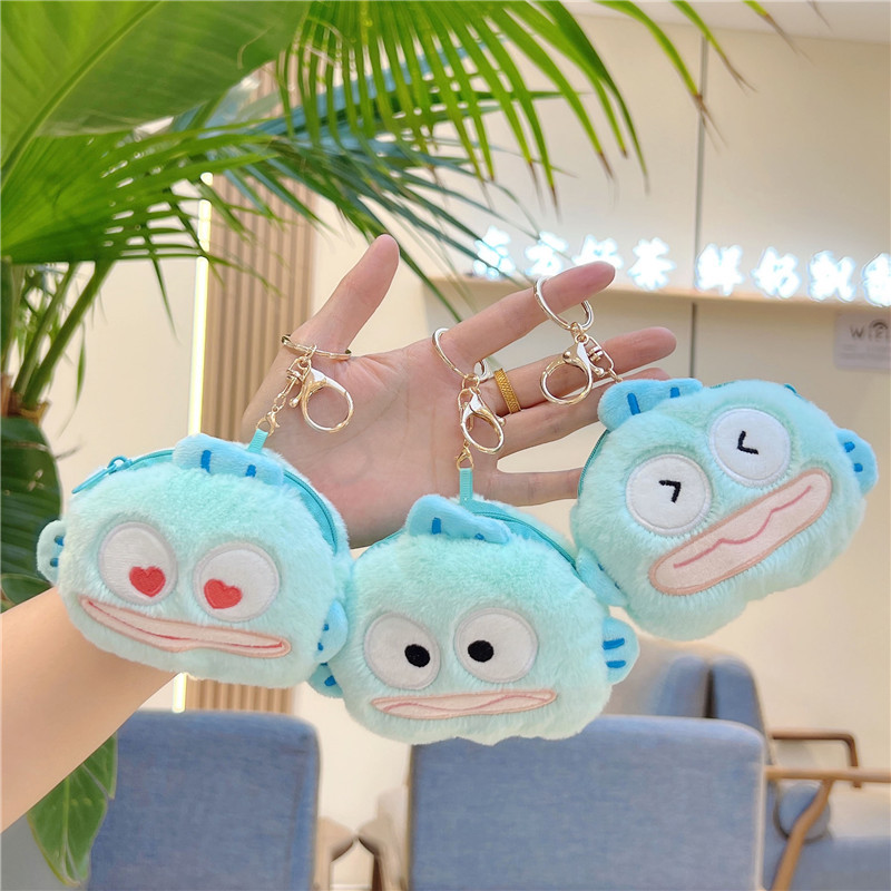 Funny Clown Fish Coin Purse Plush Doll Keychain Ugly Cute Big Mouth Fish Doll Machine Doll Bag Hanging Accessories