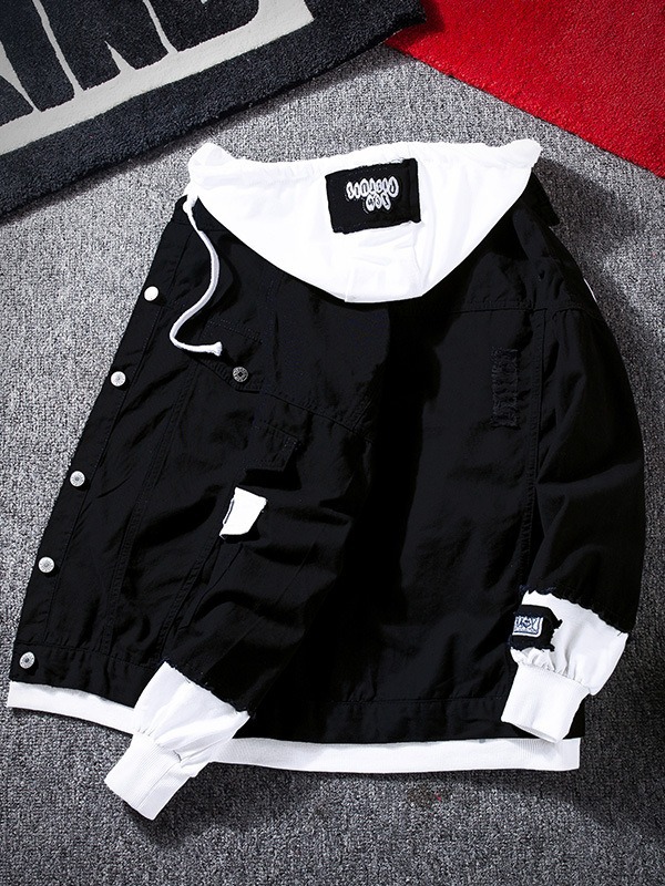 denim trend autumn jacket with hood