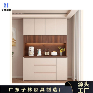Solid Wood Sideboard Cabinet Wall Integrated Storage Cabinet Walnut Color Living Room Vintage Decorative Cabinet Tea Cabinet Wine Cabinet