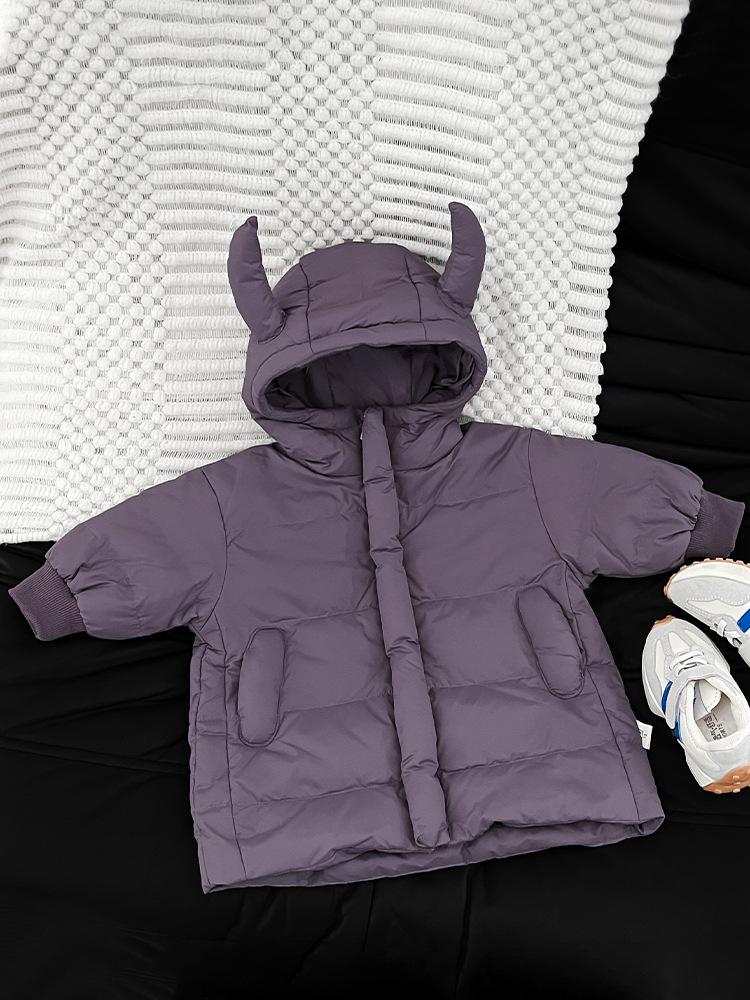 Ropa infantil para niños 2025 nuevo bebé medio largo chaqueta blanca para niños chaqueta de invierno ropa de calle frita