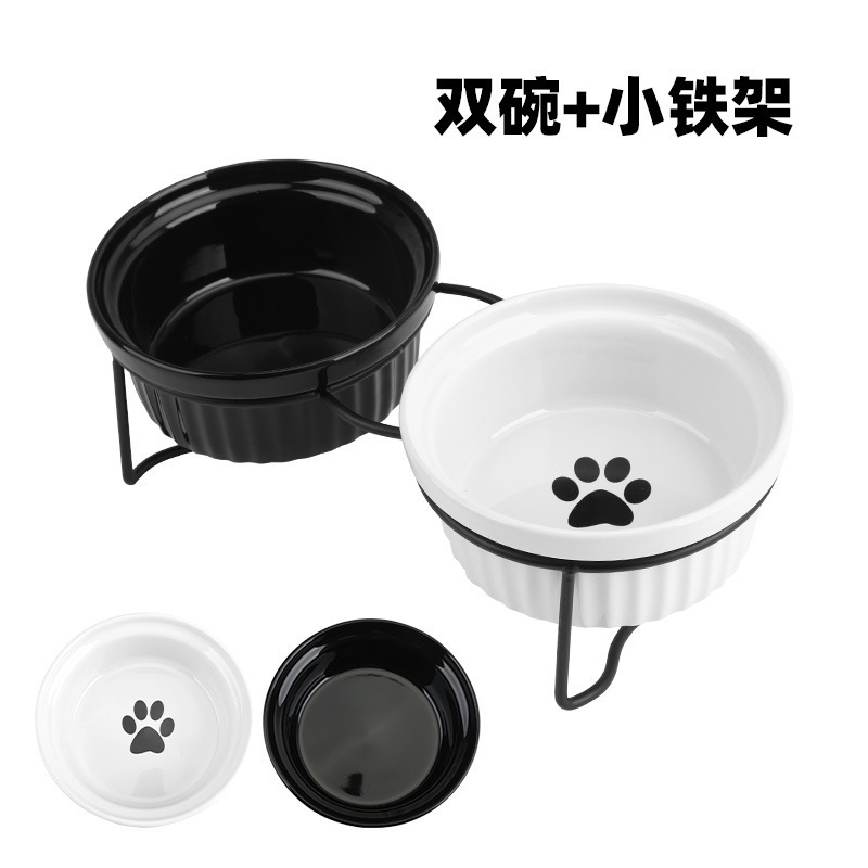 メーカー卸売り猫碗陶磁器双碗猫食碗犬碗食盆保護頚椎飯碗水碗飯盆|undefined