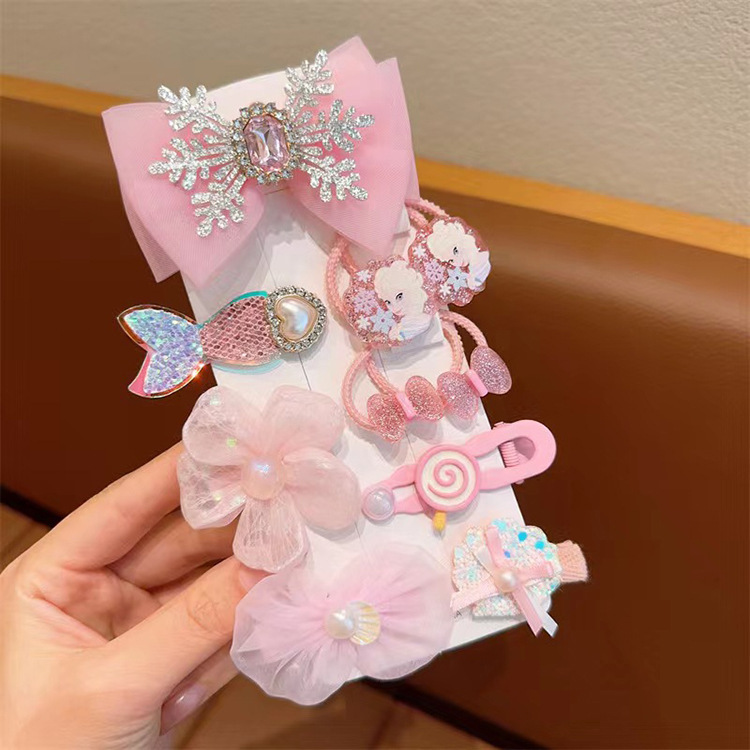 Accesorios para el cabello de sirena para niños hielo y nieve horquilla tocado clip lateral pequeña princesa tocado Super Hada bebé accesorios para el cabello traje pelo