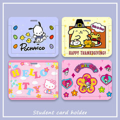 Elegant School ID Card Holder for Sanrio Characters, Students, Bus Cards, Workplace Badges, Picking Up and Dropping Off, Anti-Lost, Horizontal Card Case