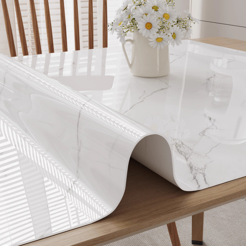 Tablecloth No-Wash Waterproof and Oil-Proof Dining Table Mat Light Luxury High-End Soft Glass Living Room Coffee Table Mat Tablecloth