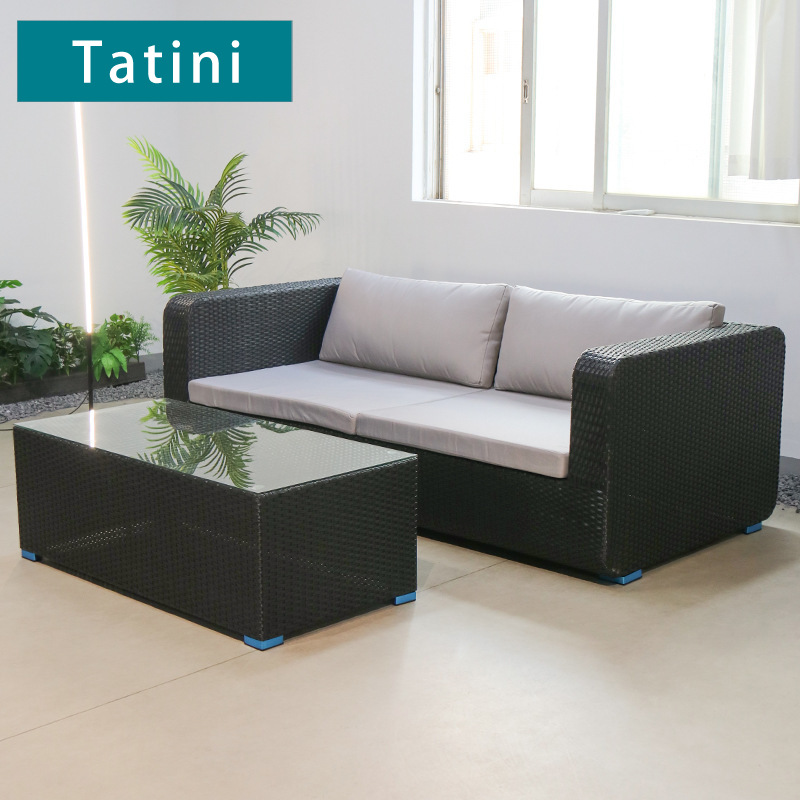 Ocio al aire libre sofá de caña mesa de té combinación villa jardín balcón al aire libre impermeable solar patio muebles residenciales