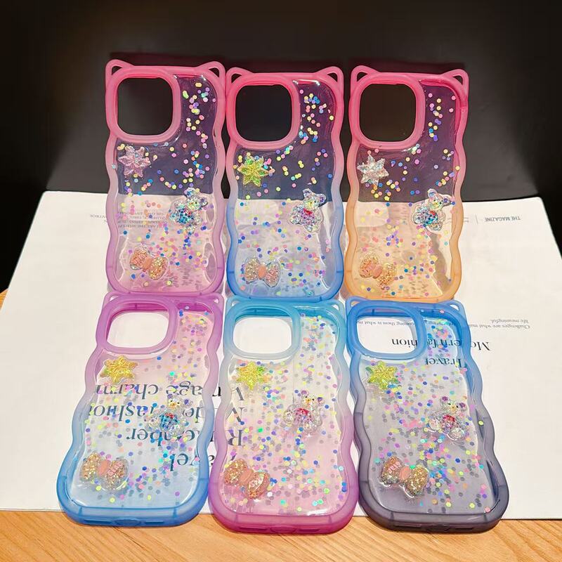 Suitable for Iphone17Promax Cat Ears 16Plus Diamond 15 Bow 14 Glitter Phone Case Cute Cover