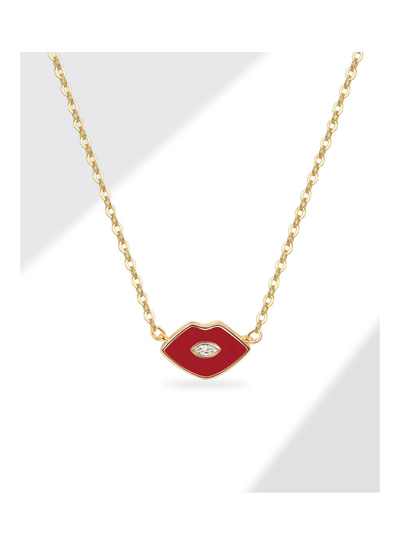 Lips Pattern All Seasons Season Women's Gender 925 Sterling Silver Cable Chain Plating Lips Pendant Necklace